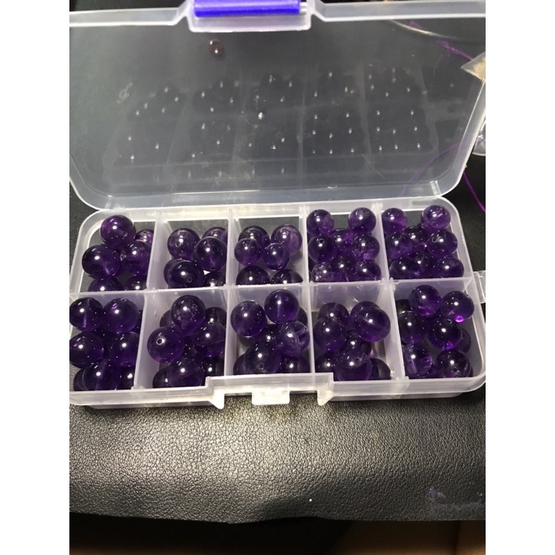 Hạt đá thanh tẩy thach anh tím Amethyst mài tròn lam HandMade , DIY