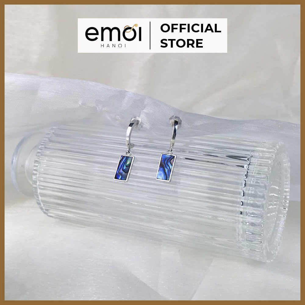 Bông tai Emoi Jewerly Rectangle of Love KB54 bạc 925 khảm bào ngư