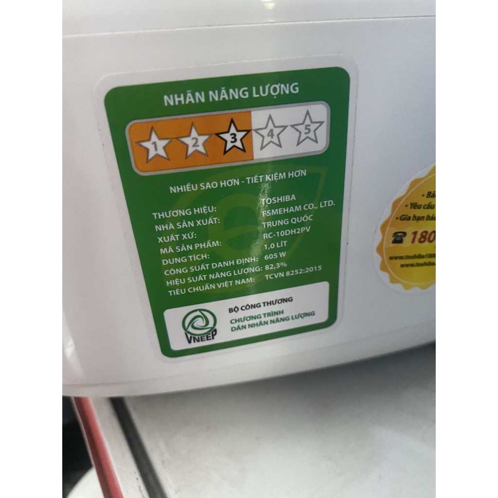 Nồi cơm điện tử Toshiba 1 lít RC-10DH2PV - Hàng trưng bày