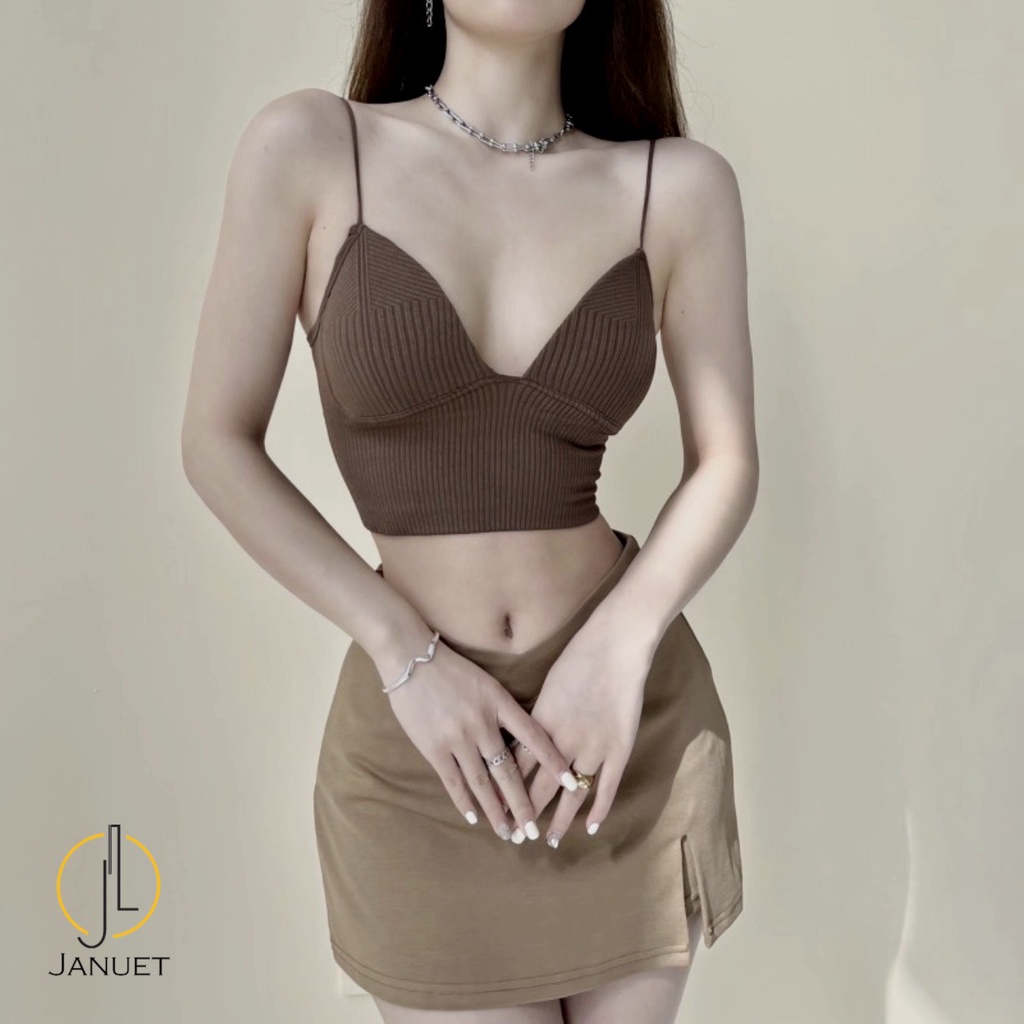 Áo hai dây croptop sexy có mút độn ngực chất thun tăm cao cấp (Freesize dưới 60kg) Cami 04