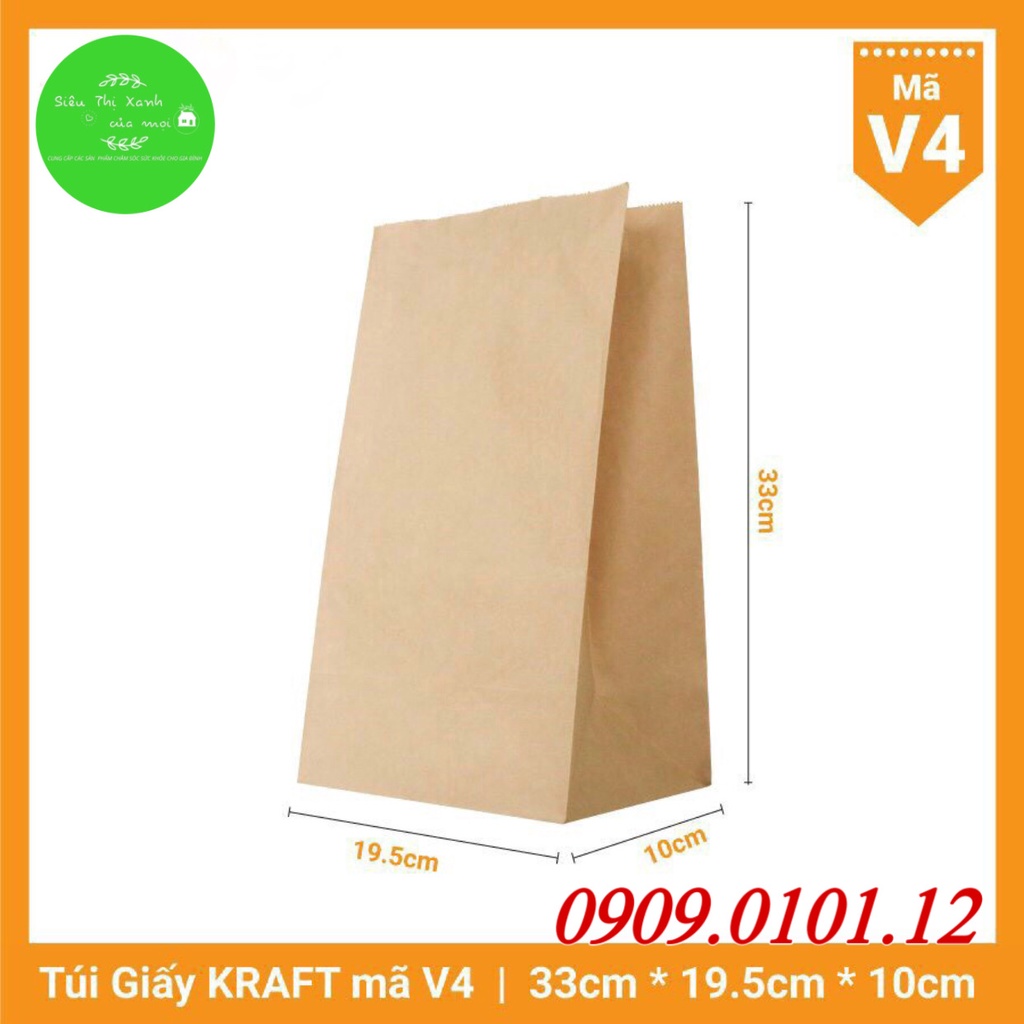 Túi kraft không quai cao cấp nhật bản (100 cái), túi giấy xi măng đựng thực phẩm bảo vệ môi trường