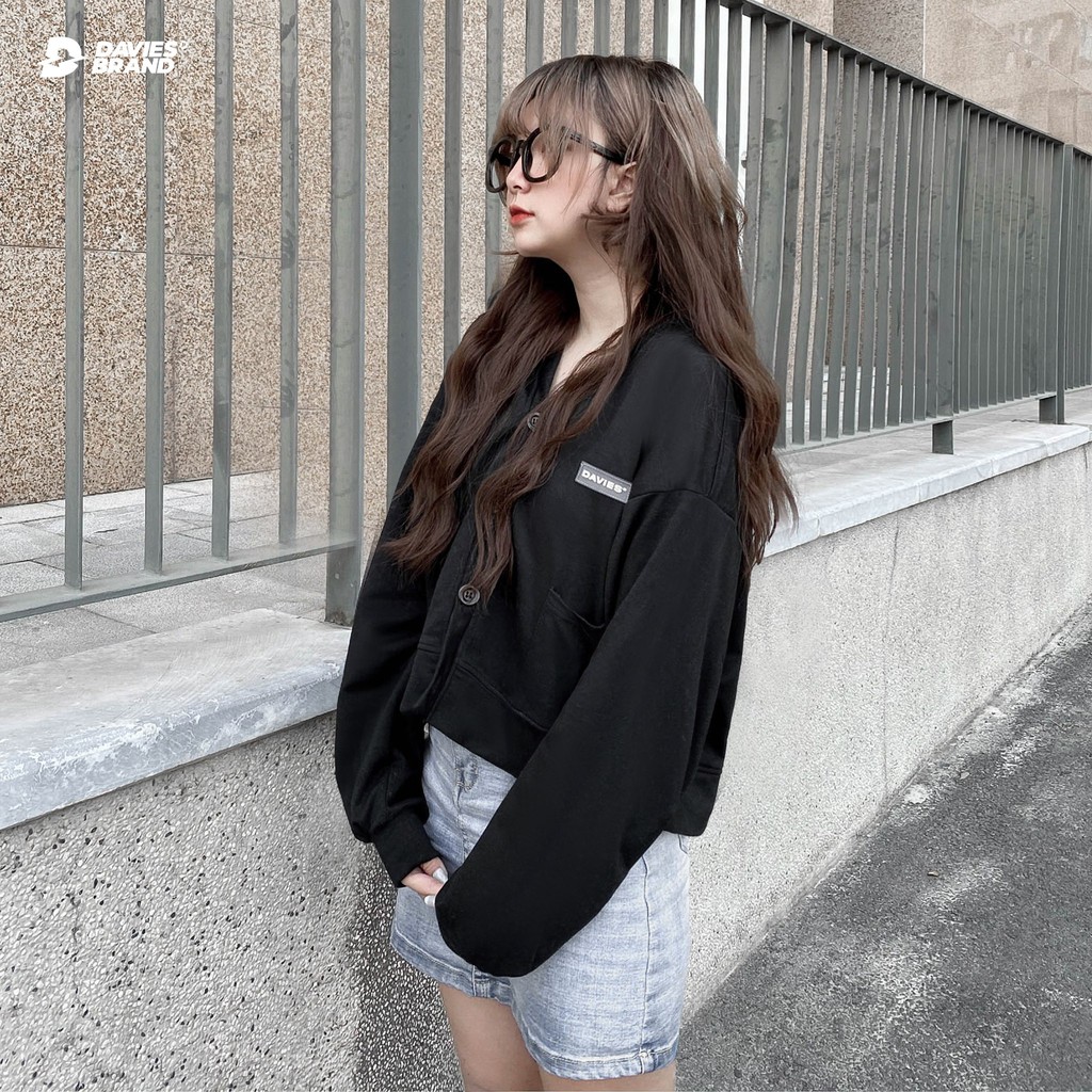 Áo khoác cardigan croptop nữ DAVIES Basic Logo Cardigan Jacket. | BigBuy360 - bigbuy360.vn