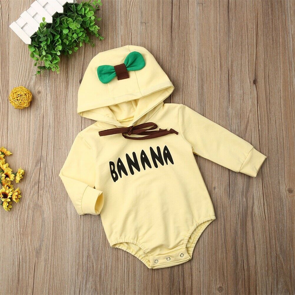 Jumpsuit tay dài hoạ tiết quả chuối đáng yêu xinh xắn cho bé
