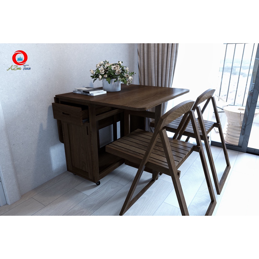 Bộ bàn ăn Gỗ Sồi Nga  bộ bàn ăn gấp gọn thông minh đa năng gỗ tự nhiên cao cấp 100% Gỗ Sồi Nga