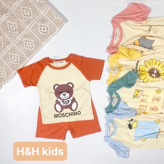 Tn04 bộ tay ngắn quần ngắn thun minkymom gấu moschino tay áo raglan bé từ 8-19kg