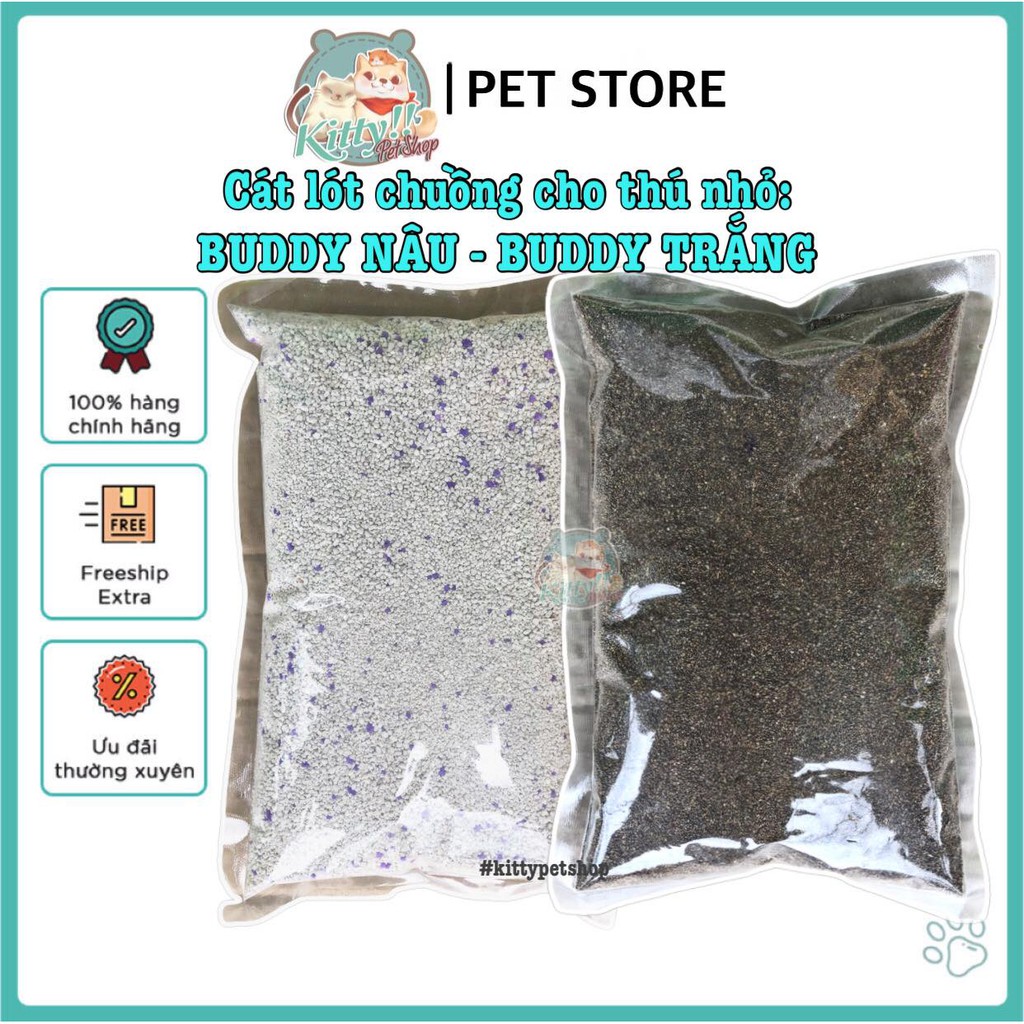 1kg cát Buddy nâu, Buddy trắng lót chuồng cho thú cưng: hamster.. cát buddy Ấn độ lót chuồng khử mùi hiệu quả