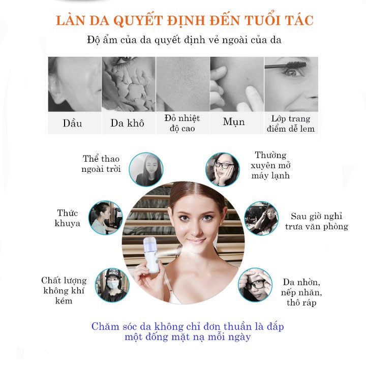MÁY PHUN SƯƠNG XÔNG MẶT freeship MÁY PHUN XƯƠNG XÔNG MẶT MINI CẦM TAY