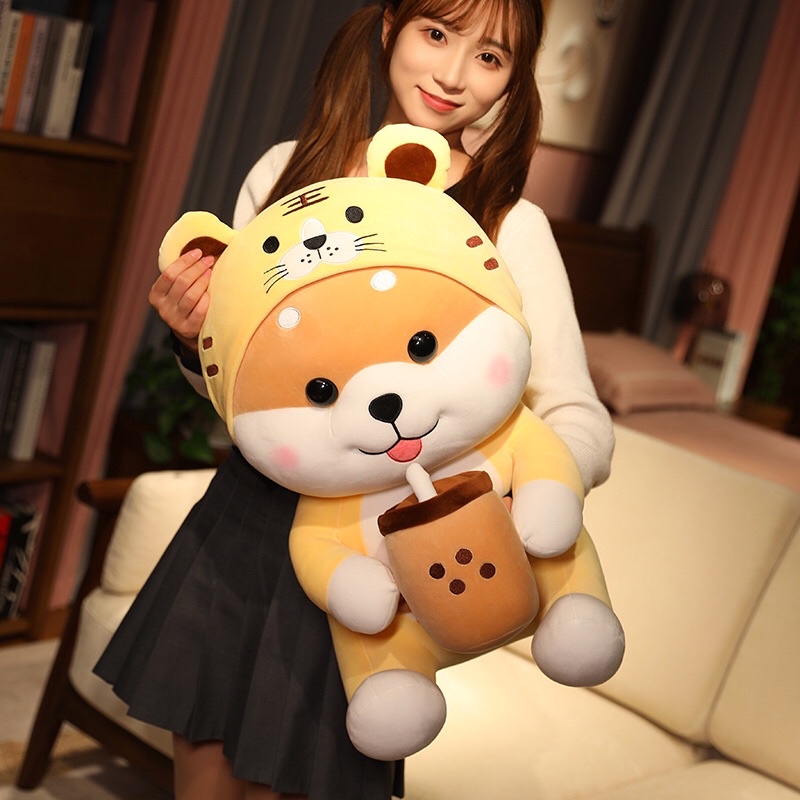 Gấu Bông Chó ShiBa Cosplay Cọp, Hổ ôm Trà sữa,Hàng loại 1 Mềm mịn