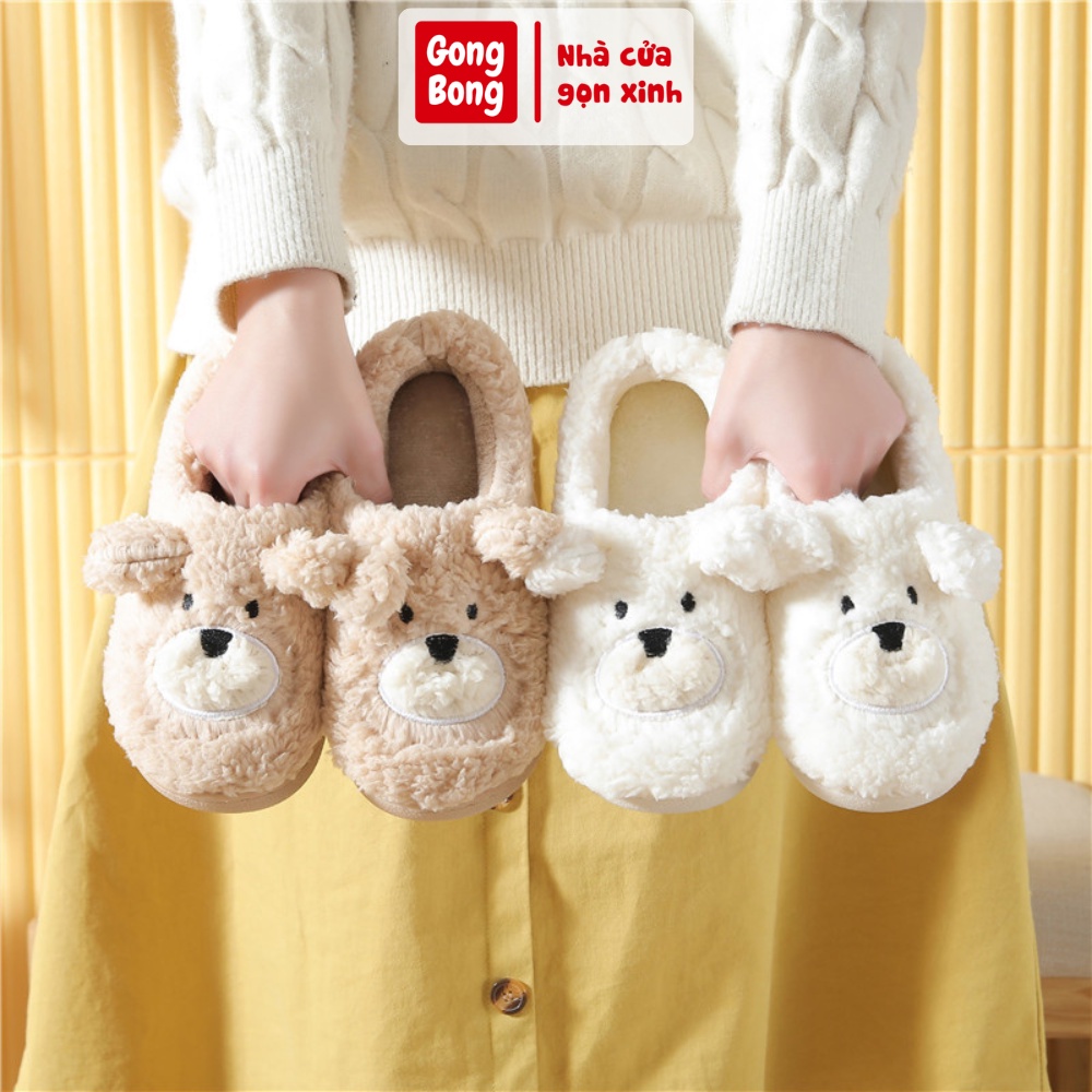 Dép bông đi trong nhà hình cún dễ thương ấm áp cho cả nam và nữ