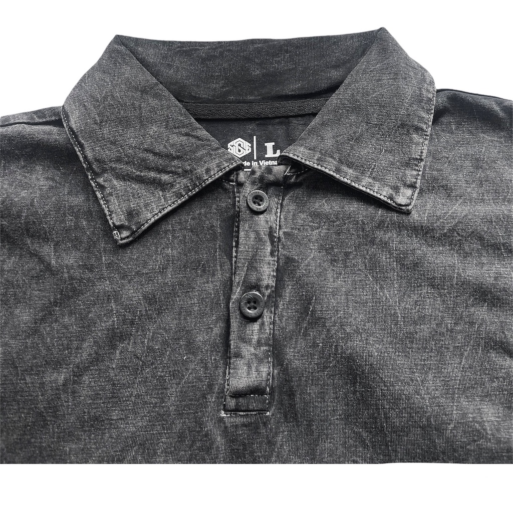 Áo Thun Polo Wash Cổ Bẻ SGES Phản Quang Vải Cotton Form Rộng Nam Nữ Unisex Streetwear