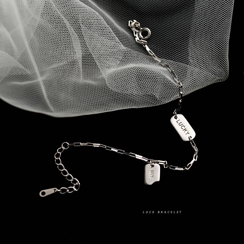 Vòng Đeo Tay May Mắn Bằng Bạc sterling Kích Thước Nhỏ Thiết Kế Tối Giản Phong Cách Hàn Quốc Cho Bạn Gái