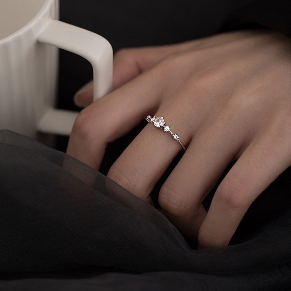 Nhẫn Đính Hôn Bạc 925 Đính Đá Zircon Thanh Lịch Thời Trang Cho Nữ