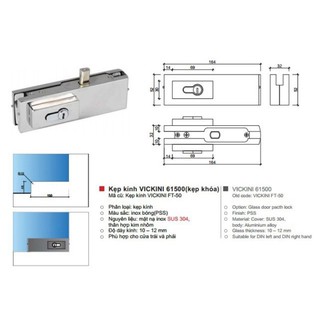 Khóa sàn bản lề cửa kính Vickini(hàng chính hãng inox304)