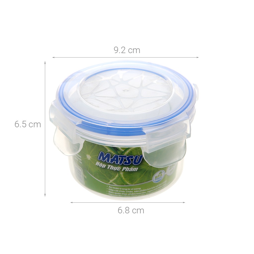 Hộp Nhựa Tròn Đựng Thực Phẩm Duy Tân Matsu dung tích 250ml (10 x 10 x 6,6 cm)