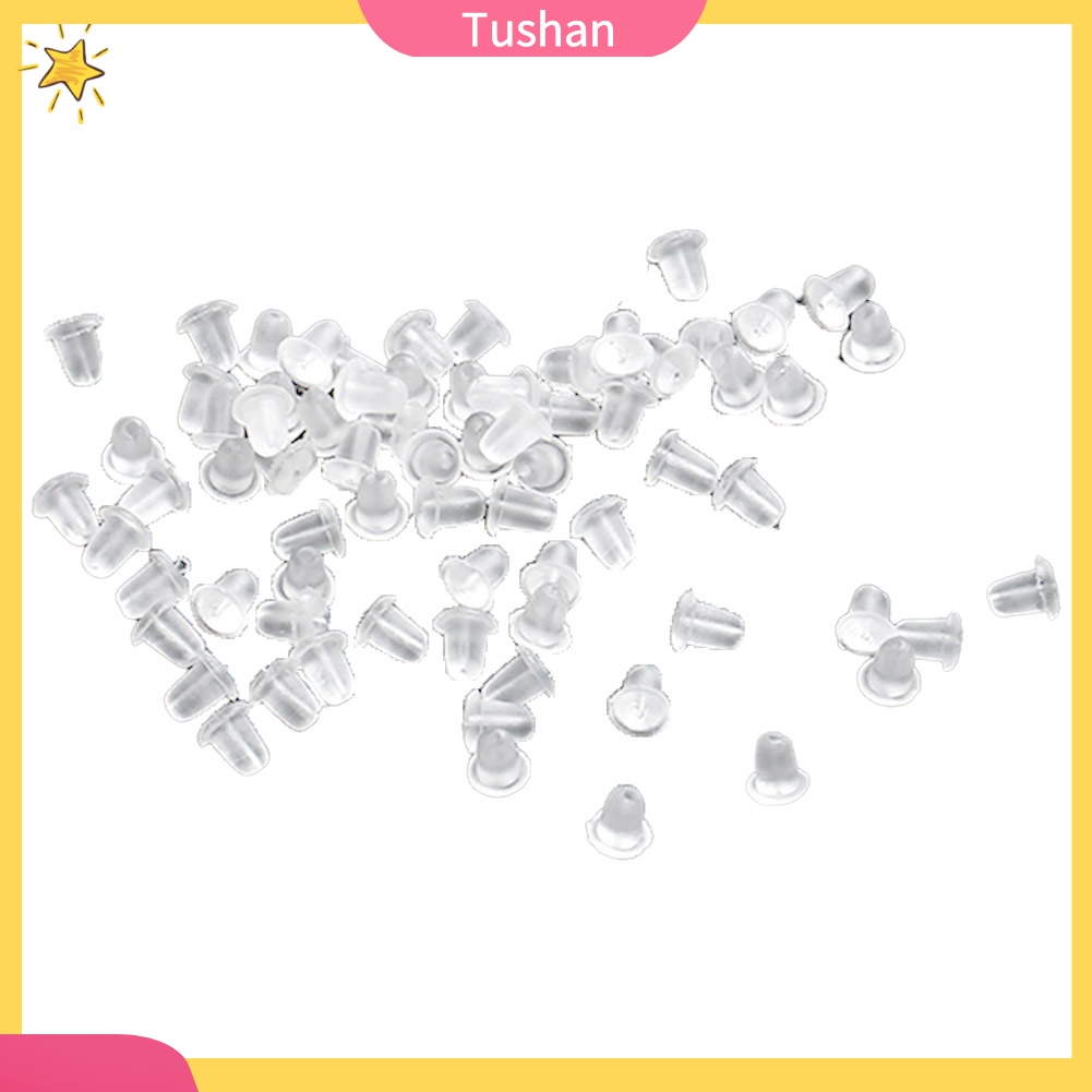 Set 100 Nút Chặn Bông Tai Bằng Nhựa Mềm Trong Suốt