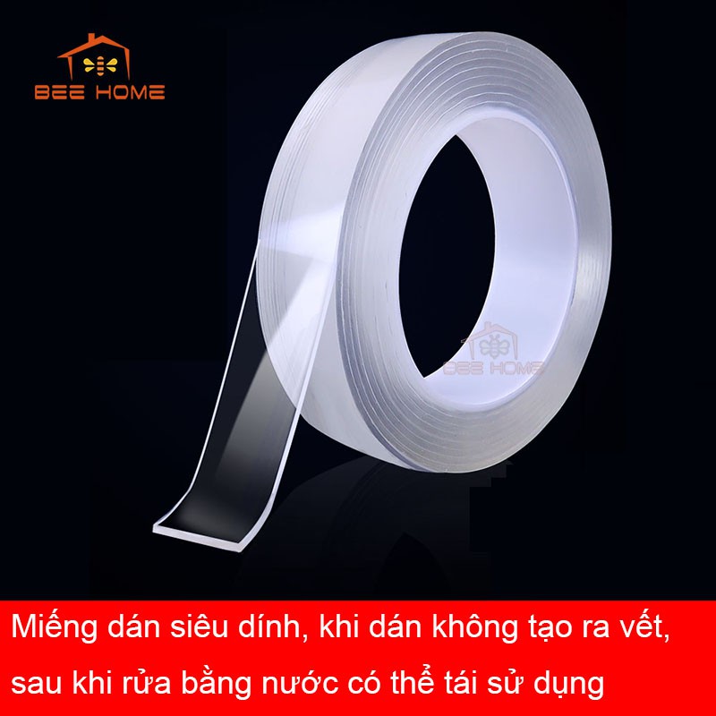 Băng Dính 2 Mặt Đa Năng Trong Suốt - Beehome- Băng dính 2 mặt trong suốt tiện lợi