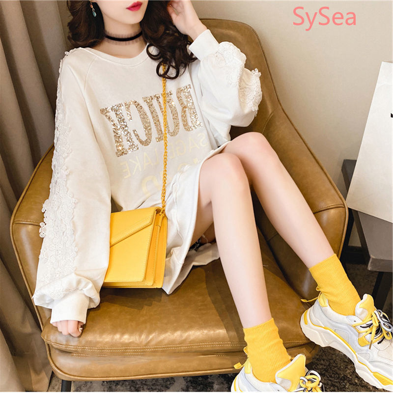 Áo Thun Tay Dài Cổ Tròn Thiết Kế Dáng Rộng Thoải Mái