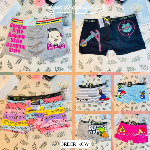 Quần sịp đùi cho bé và người lớn, họa tiết in sắc nét, co giãn - Hàng Quảng Châu (QC36)