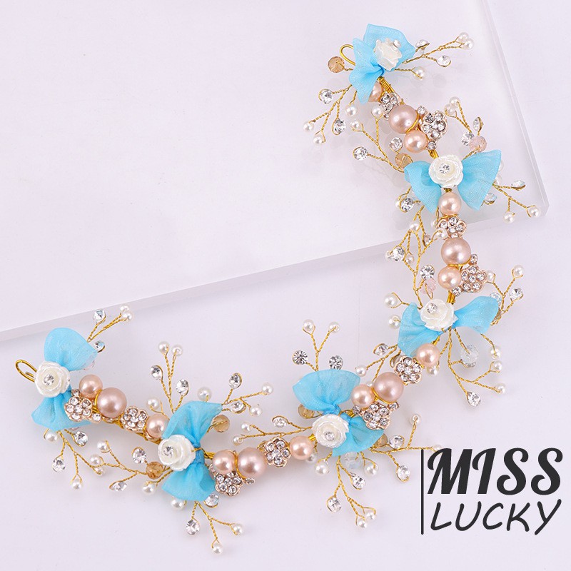 Băng đô đính hoa và ngọc trai giả thanh lịch dành cho nữ