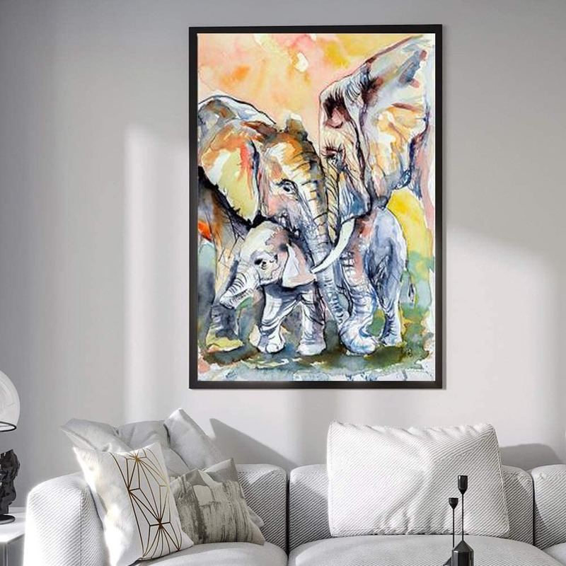 Bộ Dụng Cụ Làm Tranh Đính Đá 5D Họa Tiết Chú Voi Độc Đáo Kích Thước 30x40cm DIY Dùng Trang Trí