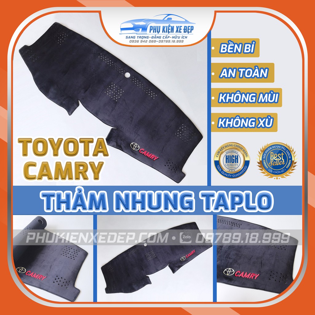 Thảm taplo ô tô lông cừu HÀNG LOẠI I xe Toyota Camry chống nóng có 3 lớp chống trượt