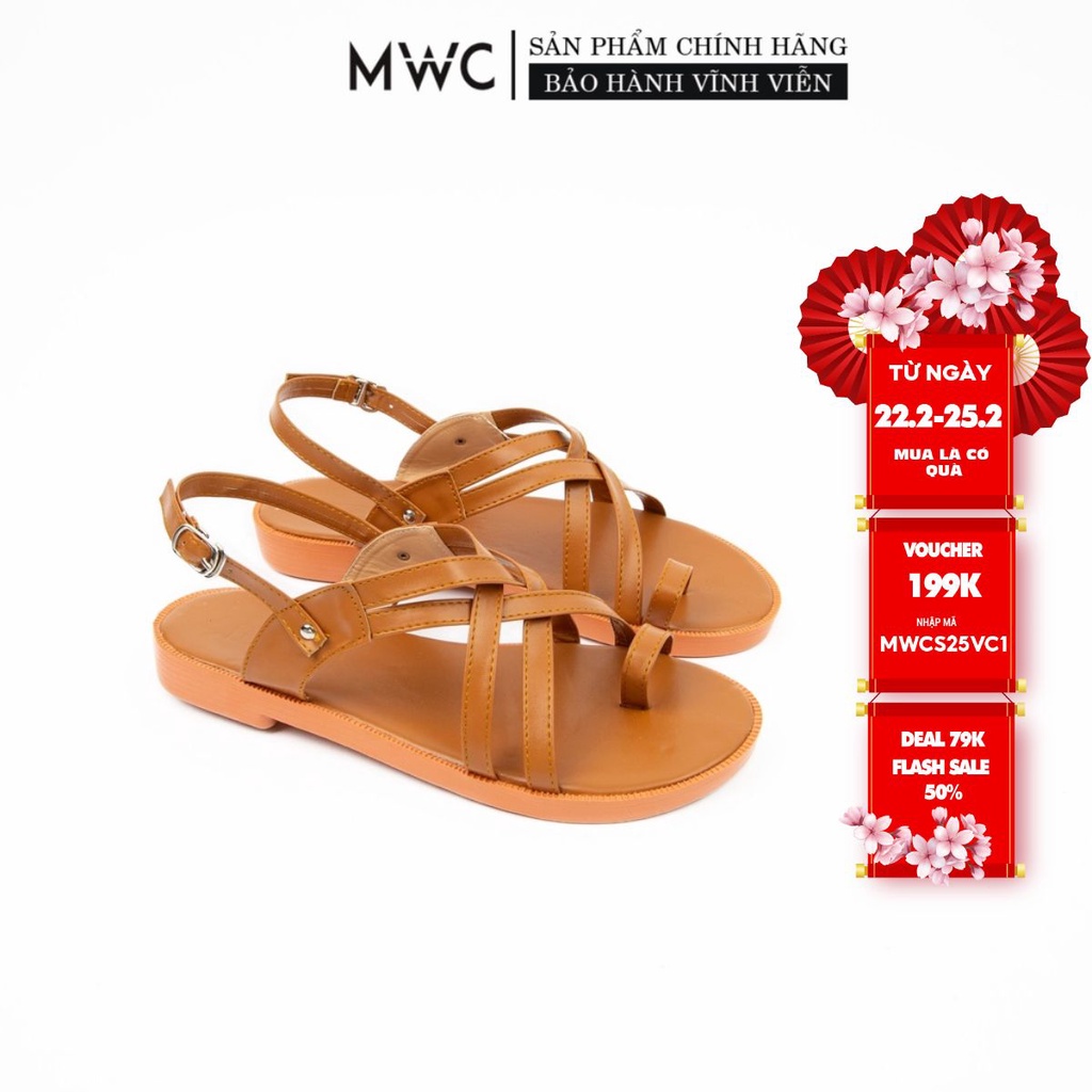 Giày Sandal thời trang Nữ MWC Sandal xỏ ngón quai đan chéo cá tính NUSD- 2884