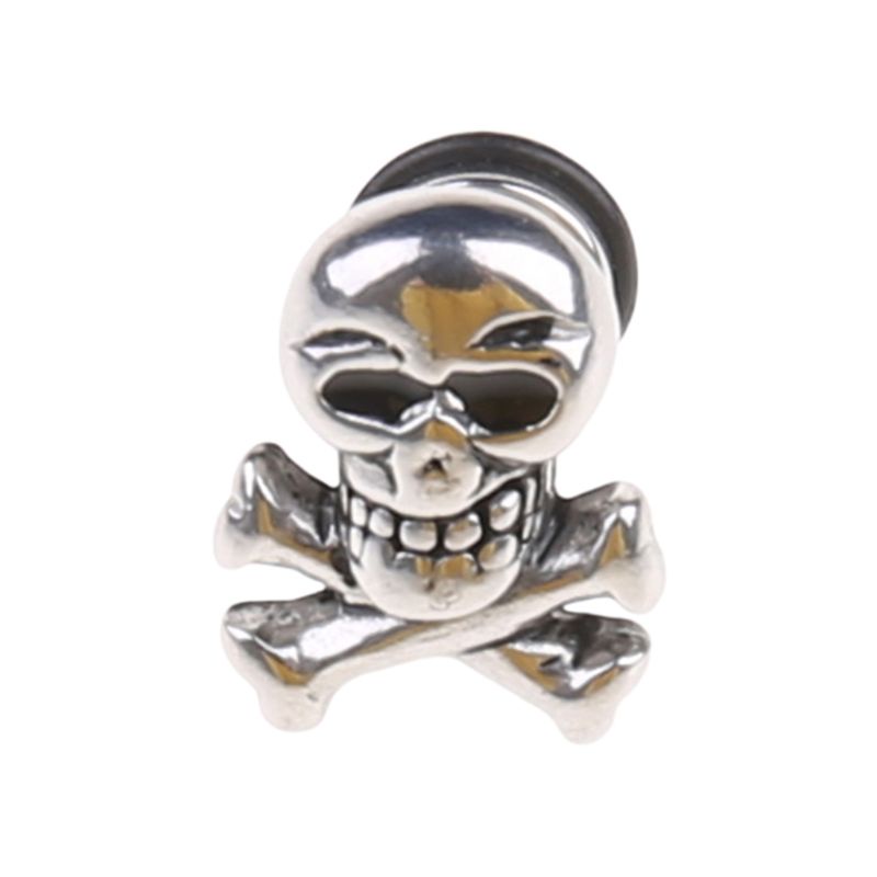 Bông Tai Hình Đầu Lâu Bằng Thép Titan Phong Cách Retro