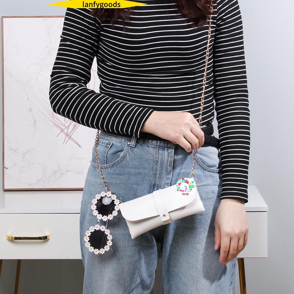 Kính Râm Hình Tròn Chống Tia Uv400 / Nhiều Màu Kèm Túi Đựng Hình Hoa Cúc