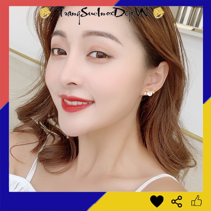 Bông tai nữ kiểu nơ màu vàng xinh xắn dễ thương, phong cách Hàn Quốc vô cùng quyến rũ