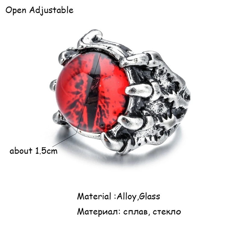 Nhẫn Hợp Kim Hình Dấu Chân Rồng Phong Cách Gothic Punk Cổ Điển Có Thể Điều Chỉnh Cho Nam