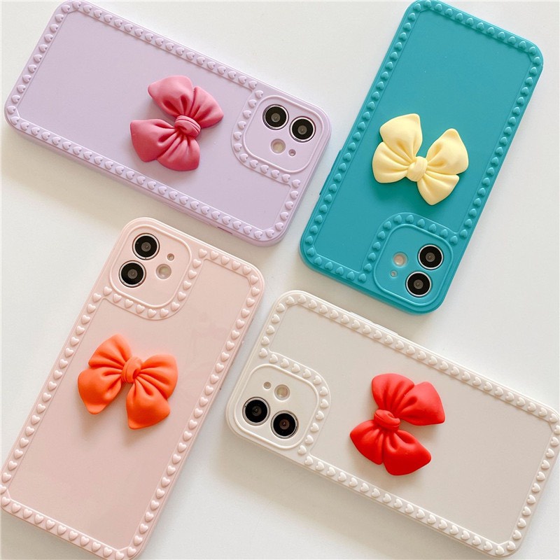 Ốp Lưng Iphone Gắn Nơ Bảo Vệ Cam 5/5s/6/6plus/6s/6splus/7/7plus/8/8plus/x/xr/xs/11/12/pro/max/plus/promax
