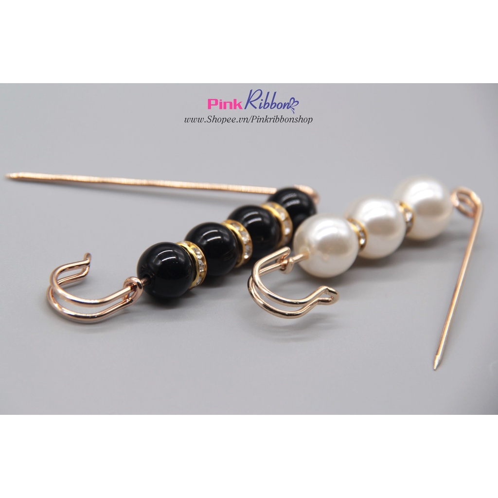 [Phụ kiện thời trang] Ghim cài đính trai/đá điều chỉnh lưng quần cỡ lớn / cài áo hạt trai 7cm và 7.5cm
