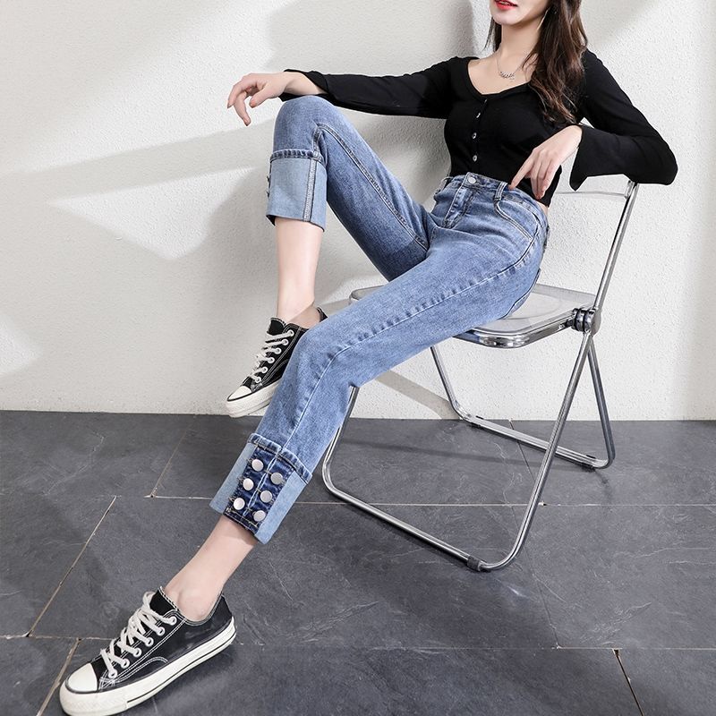 Quần jean ống rộng lưng cao phong cách mới dành cho nữ 2021
