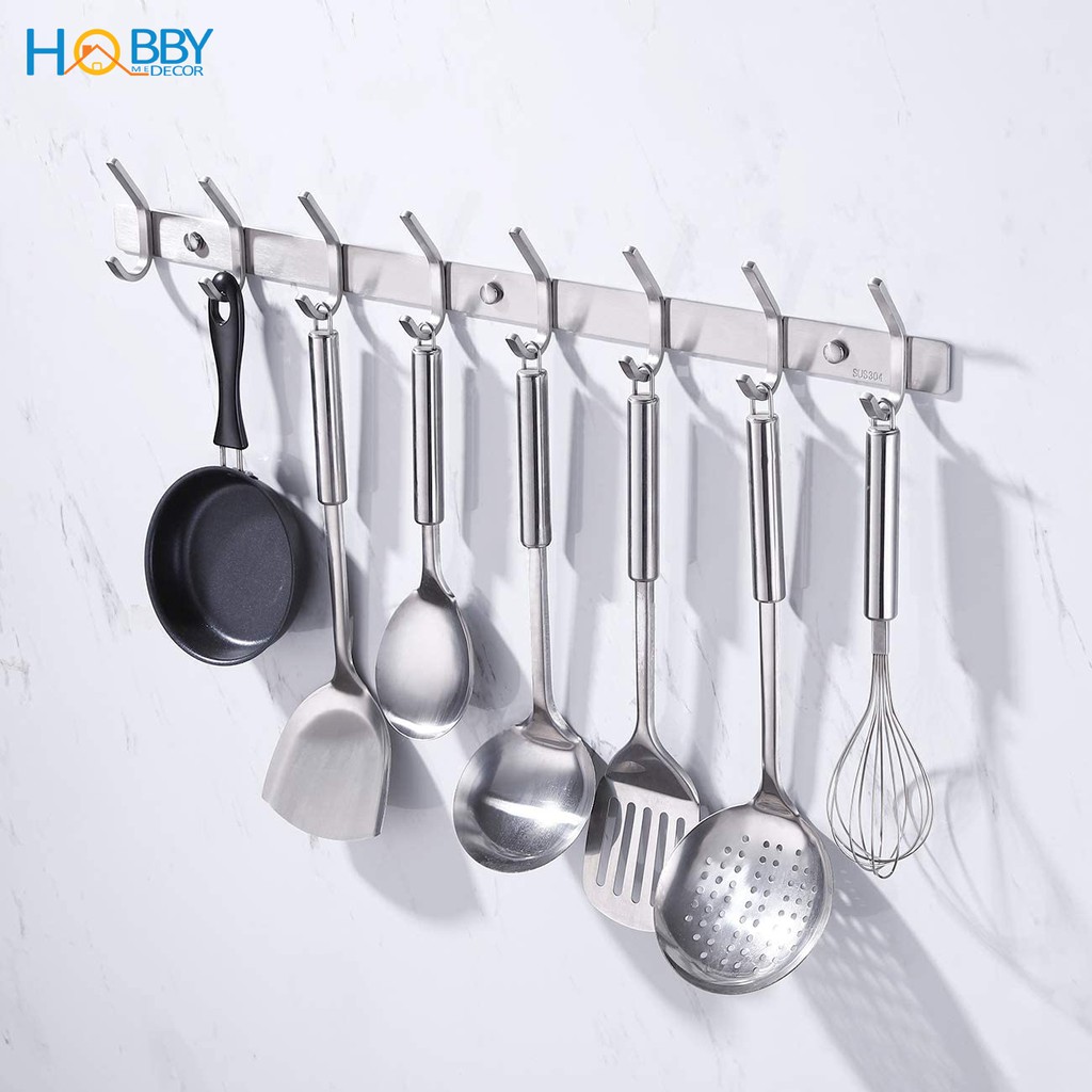 Thanh treo đồ 8 chấu HOBBY Home Decor 8TV137 Inox 304 không rỉ sét - loại khoan tường