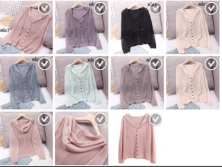 Áo khoác len cardigan mỏng có mũ