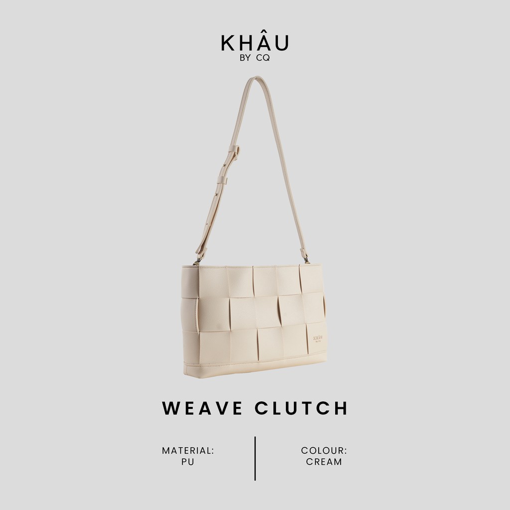 Túi da KHÂU BY CQ đan sợi đeo chéo Weave Clutch