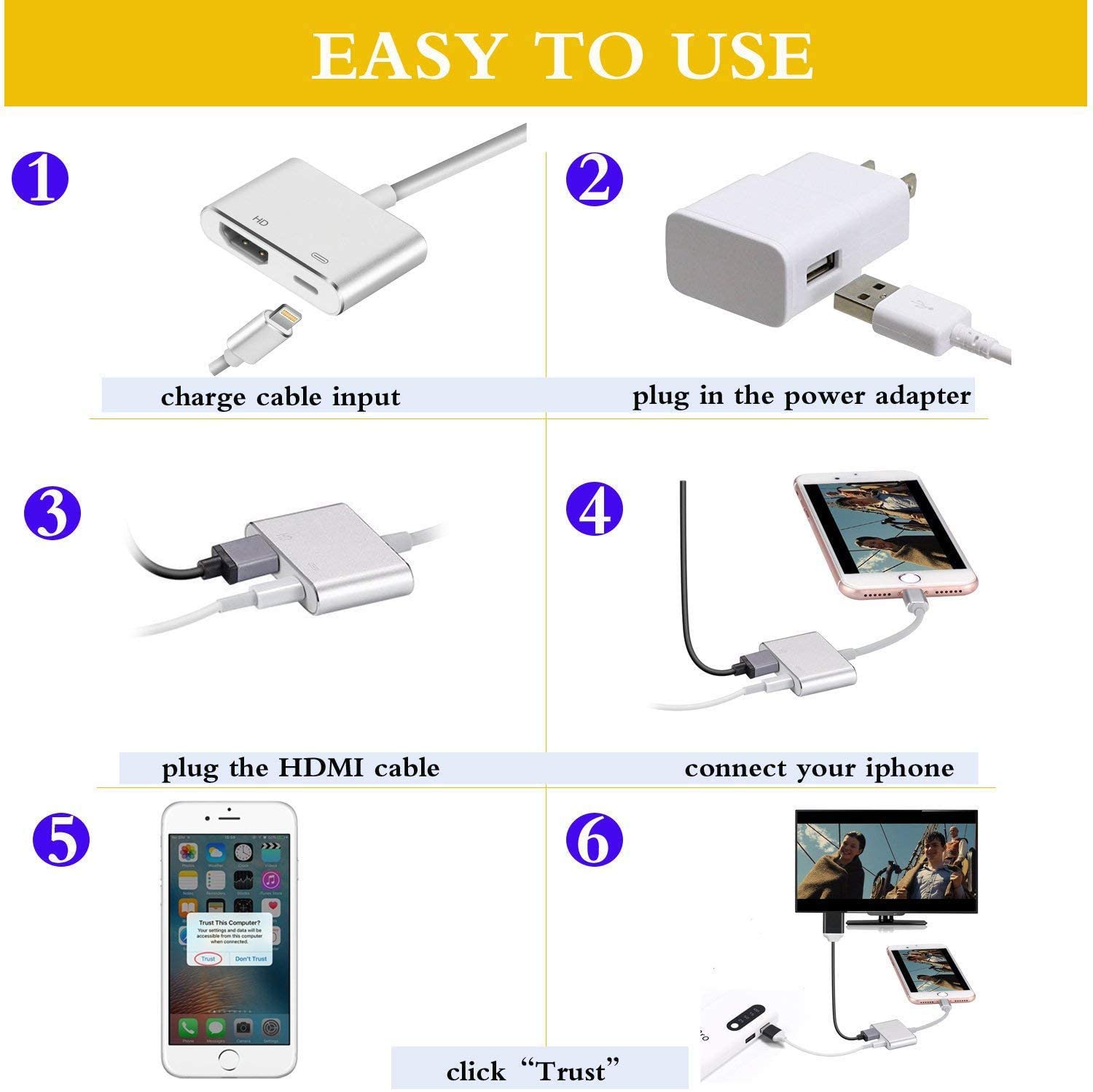 Đầu Chuyển Đổi Hdmi Sang Hdmi Kỹ Thuật Số Av 2 Trong 1 1080p Hd Tv Cho Iphone Ipad Ipod Models On / Monitor / Iphone 11 / 11 Pro / Xr / Xs X / 8