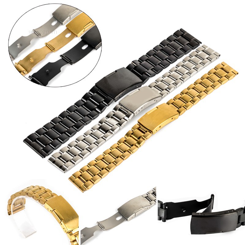 Dây Đồng Hồ Bằng Thép Không Gỉ Dạng Thẳng 3 Màu Uieepgp 18 / 20 / 22 / 24mm