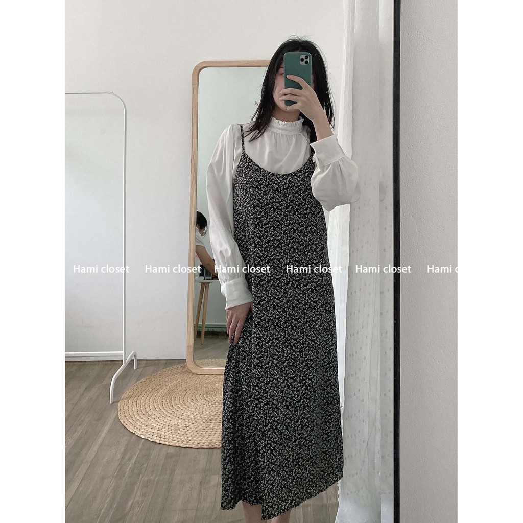 váy yếm hai dây hoa nhí hàn quốc chất đẹp váy yếm ulzzang dáng dài ( không kèm áo) mã VY03 | BigBuy360 - bigbuy360.vn