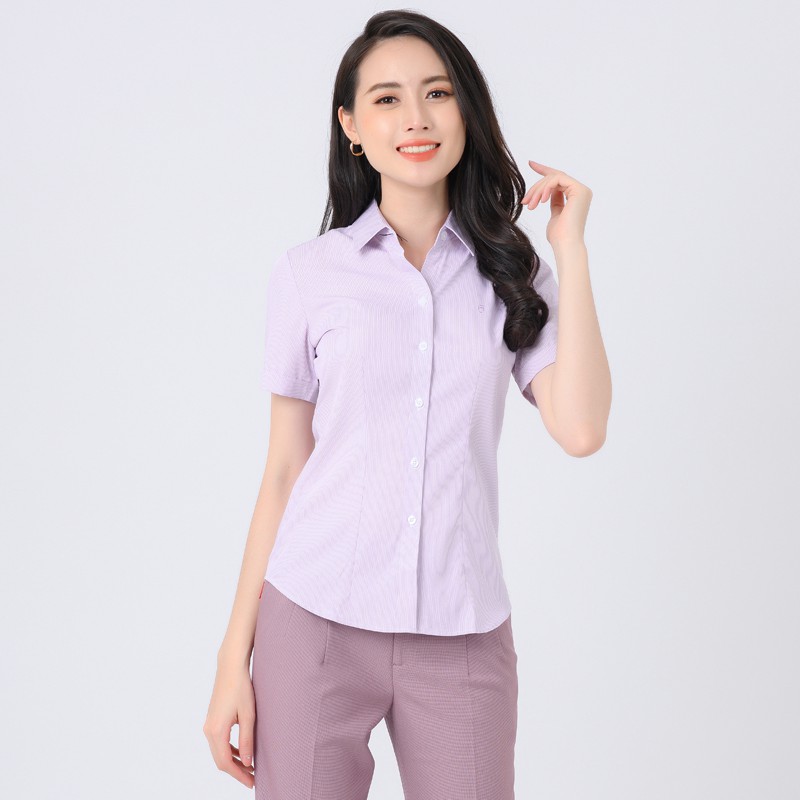 Áo sơ mi nữ Thái Hòa ngắn tay sọc thẳng 3 màu N640