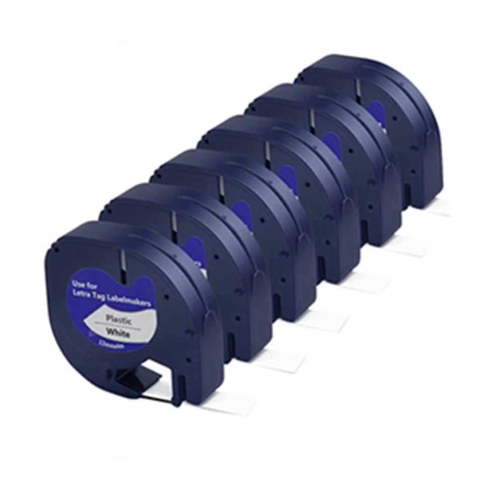 Set 6 cuộn băng nhãn dán LetraTag cho máy in Dymo 91331 White 4M x 12mm