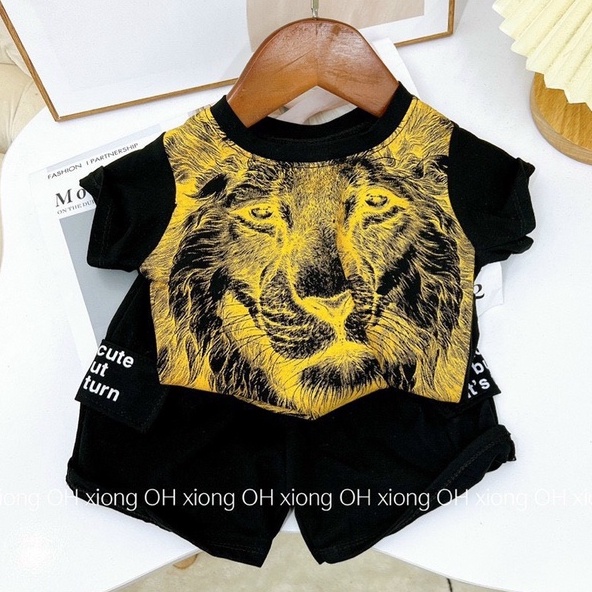 BOT06 -Bộ Bé Trai, Bộ cộc tay cotton hình hổ cho từ 8-21kg, Richkid123