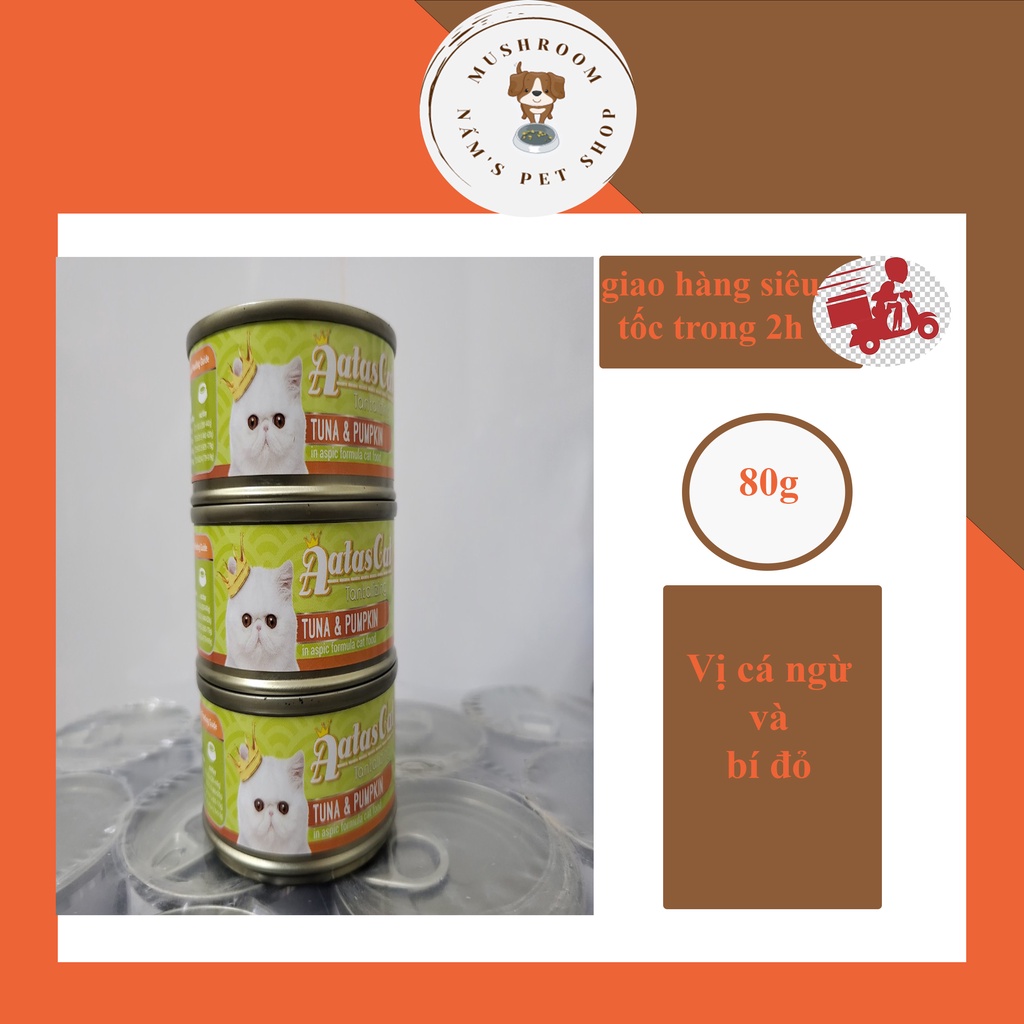 Pate mèo mọi lứa tuổi - Pate Aatas 15 vị lon 80gr