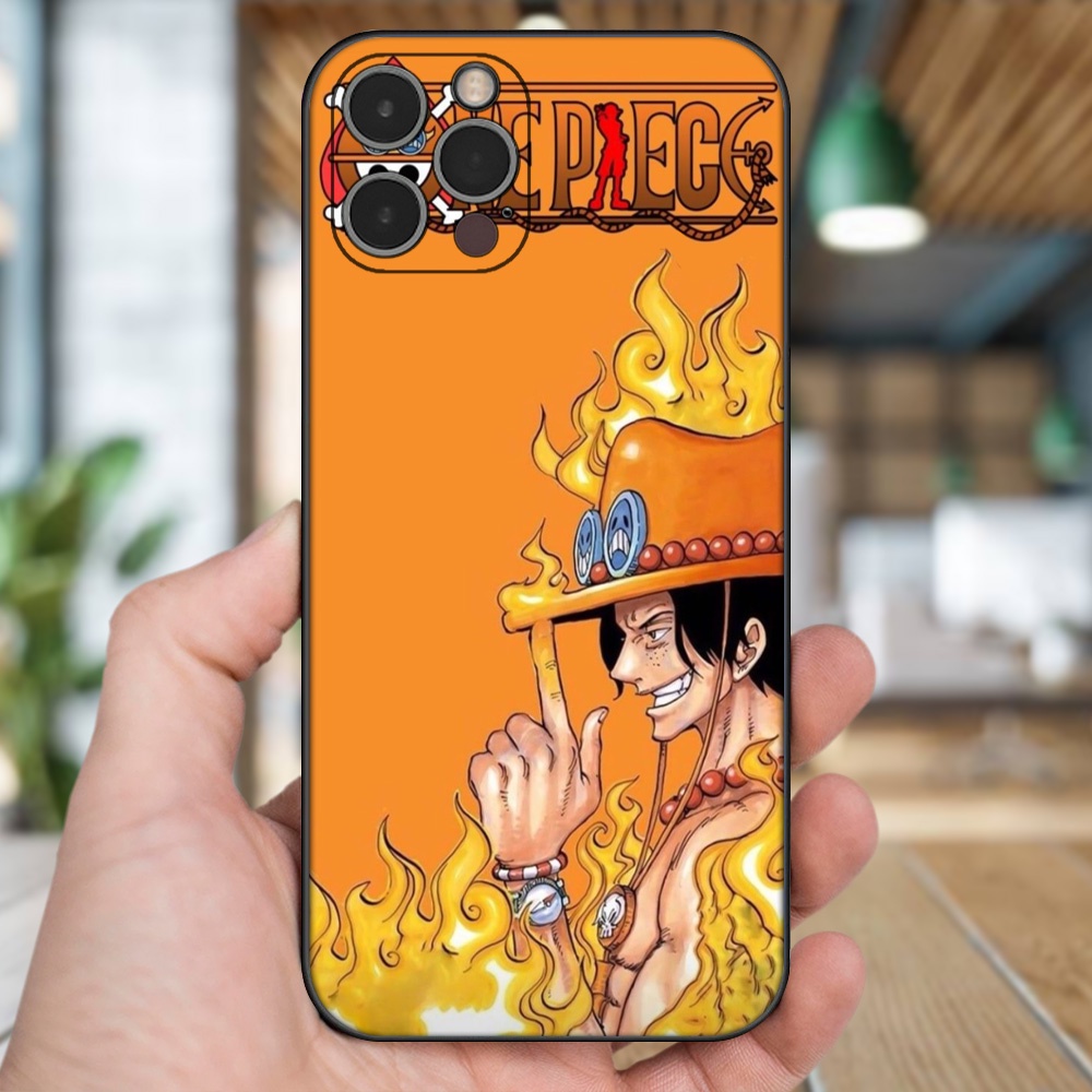 Ốp lưng iPhone 12 Pro dẻo đen cạnh vuông in hình Ace One Piece