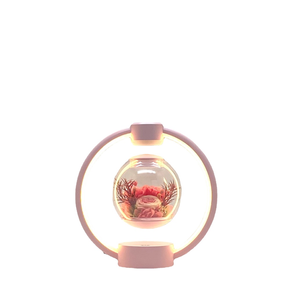 Đèn led trang trí phòng ngủ hình trái tim quả cầu hoa xoay vô cực, Đèn ngủ để bàn cảm ứng có quả cầu hoa bay lơ lửng