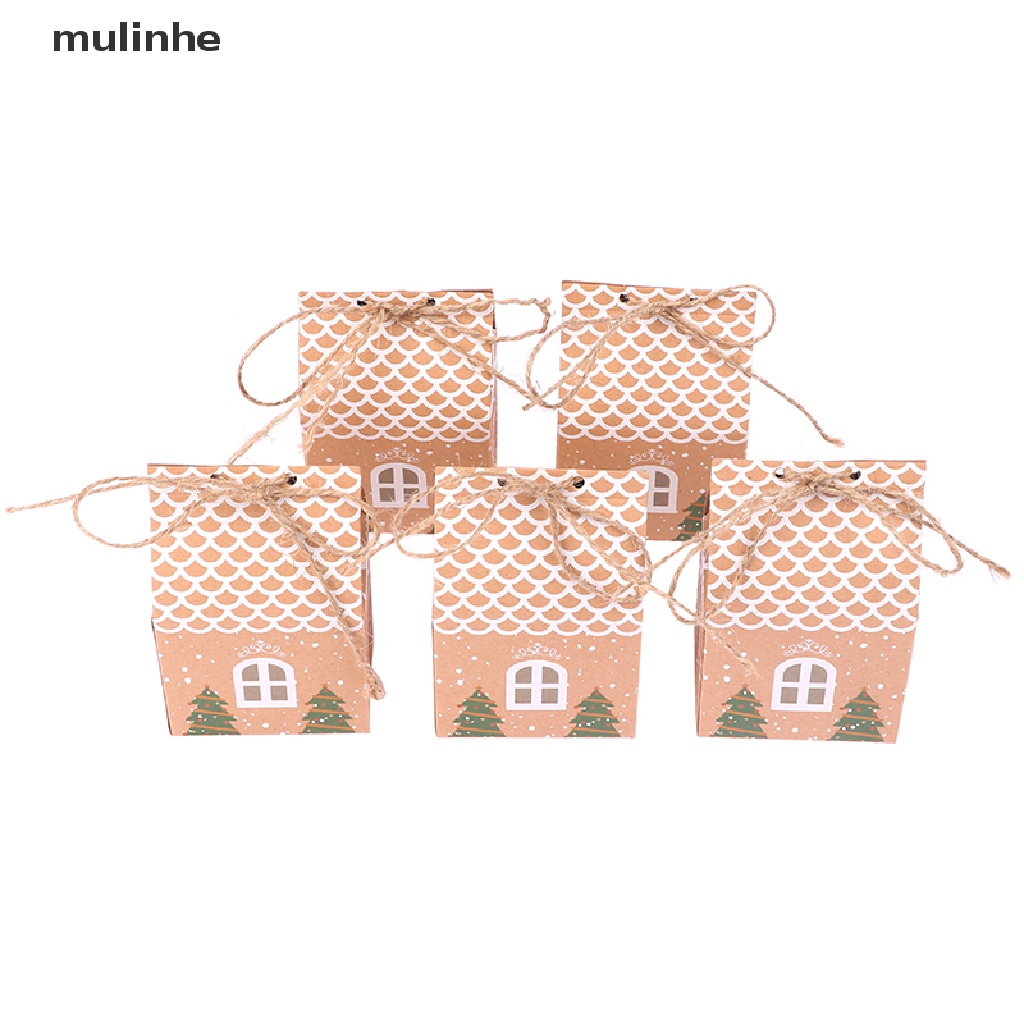 Set 5 Hộp Đựng Kẹo Hình Ngôi Nhà Giáng Sinh DIY
