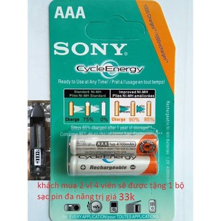 Pin Sạc AA/ AAA 2A/ 3A Sony Dung Lượng 4600mAh Vỉ 2 Viên