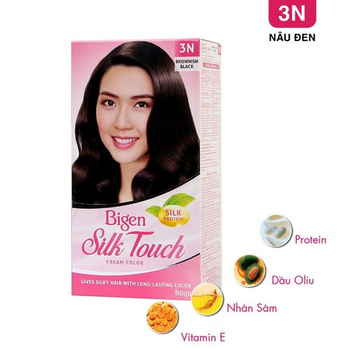 Kem Nhuộm Tóc Bigen Silk Touch Cream Color 50g+75ml+10g - 3N Blownish Black Nâu Đen