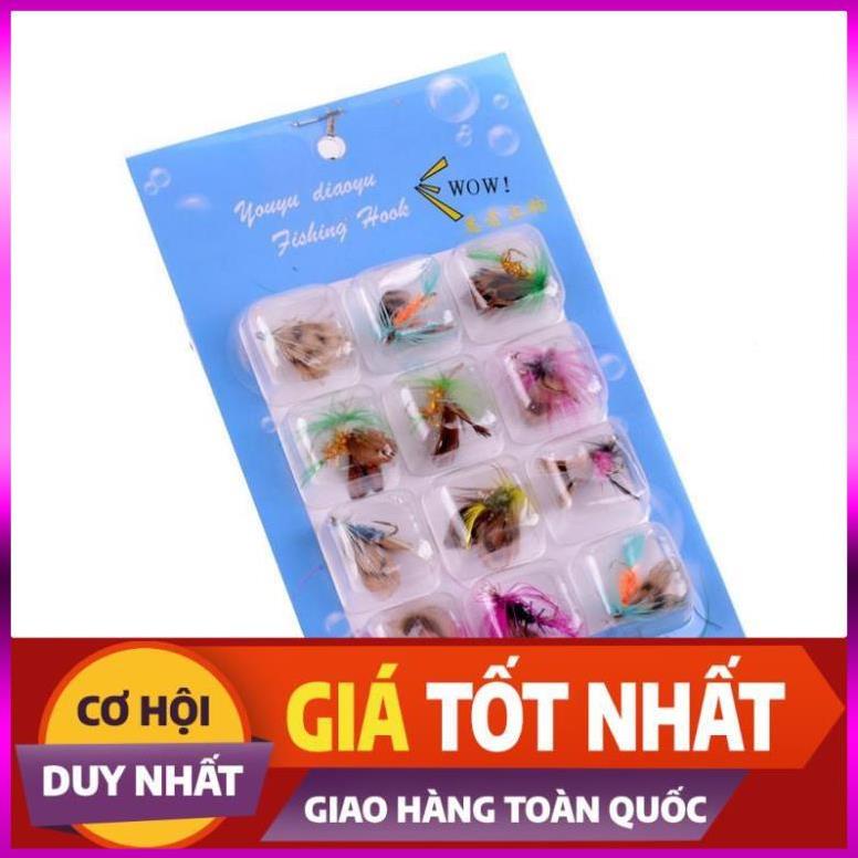 [Xả Kho 3 Ngày] Set 12 con mồi lông gắn lông vũ và cánh bướm siêu đẹp