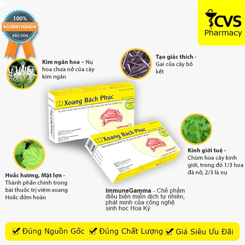 XOANG BÁCH PHỤC - Hỗ trợ điều trị viêm xoang, viêm mũi dị ứng Hộp 20 viên XOANGBACHPHUC - cvspharmacy
